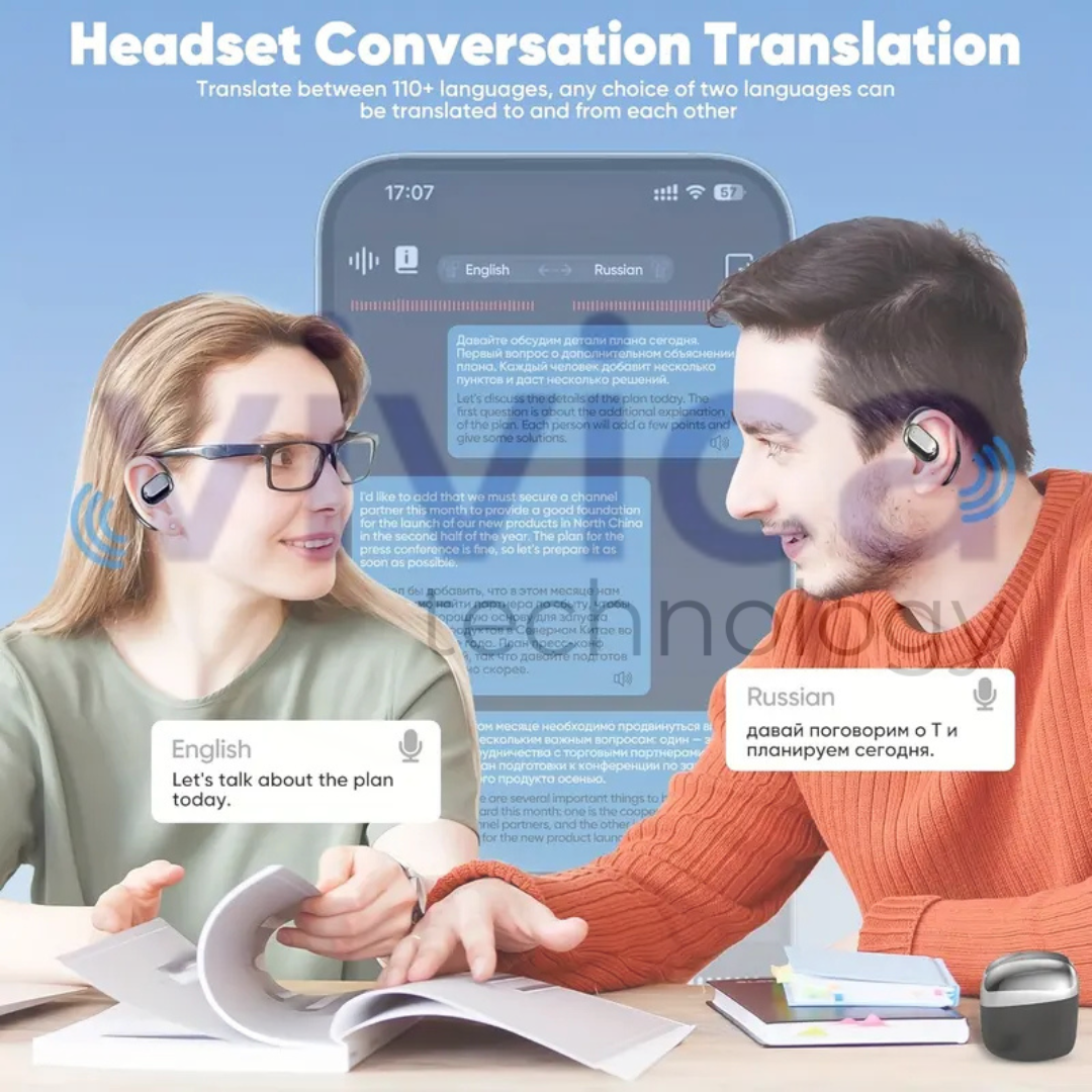 AI Wireless Translator - Smart Wireless Earbuds - Multilingual Translation, Real-Time Translation, Conversations