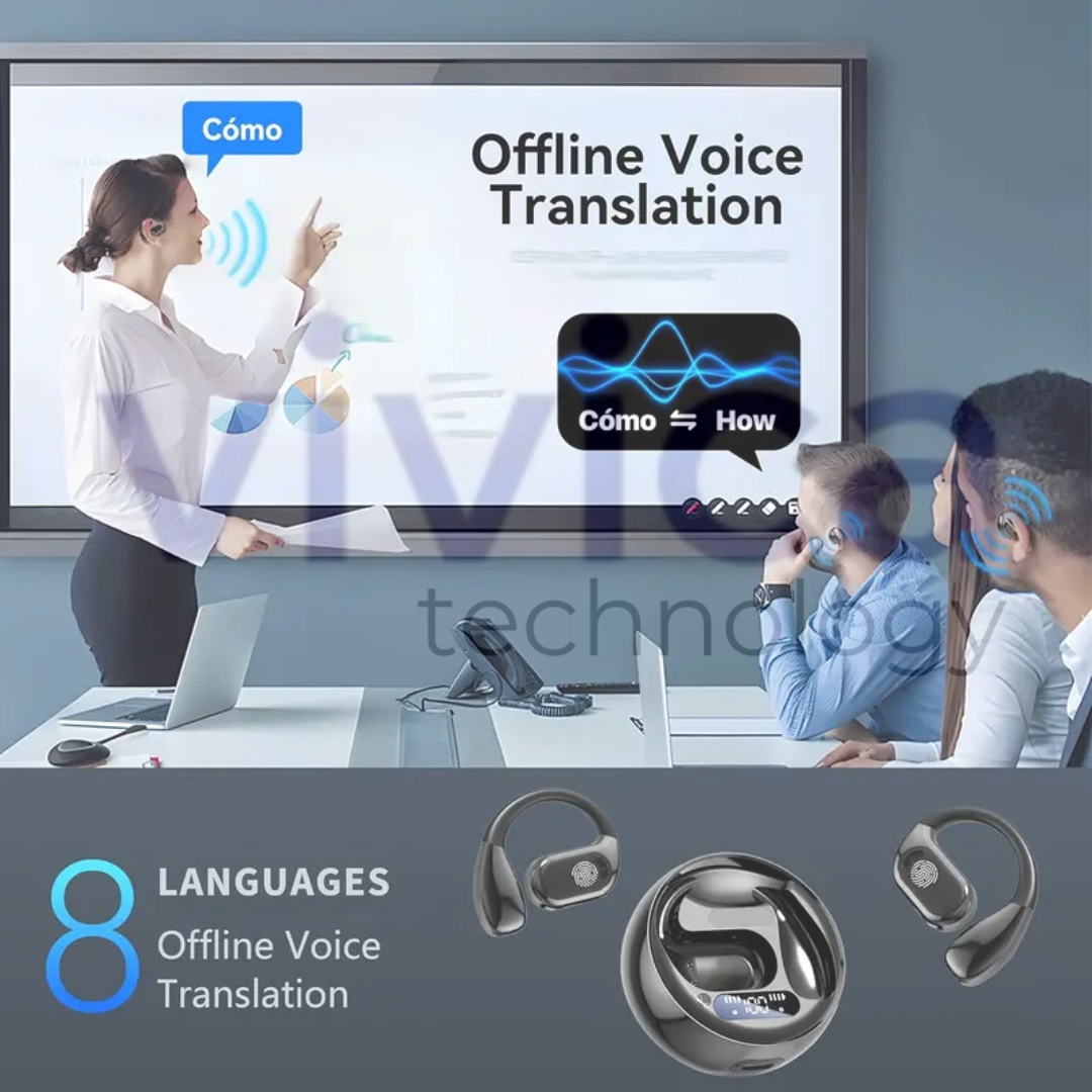 AI Wireless Translator - Smart Wireless Earbuds - Multilingual Translation, Real-Time Translation, Conversations